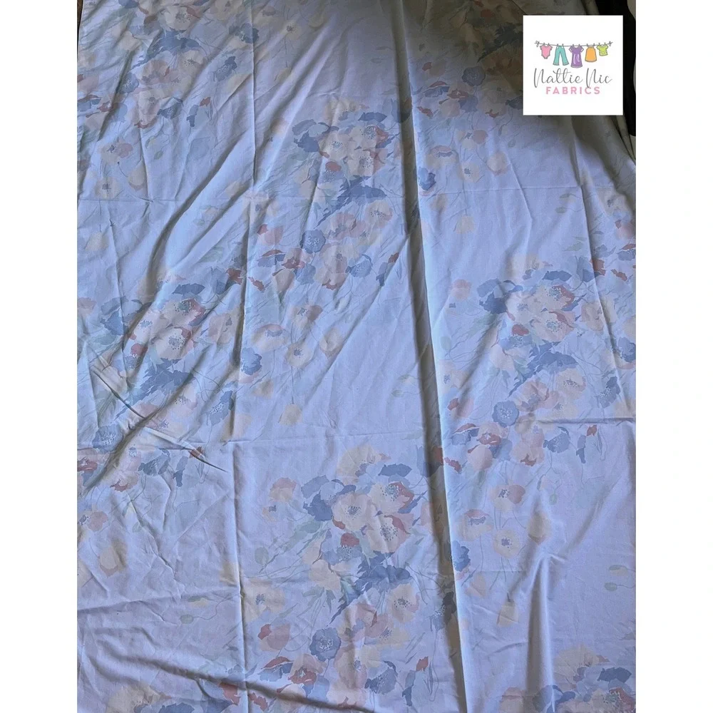 Vintage Twin Fitted Sheet‎ in blue with peach and blue floral, Springmaid